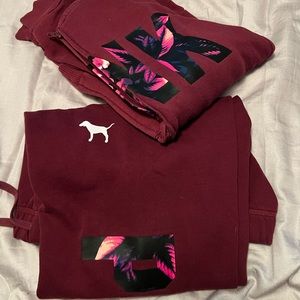 Victoria secret PINK maroon hoody and pants set.